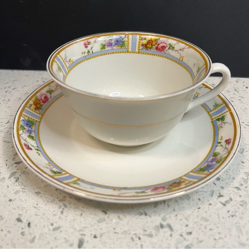 1929 GRINDLEY Carmona Teacup and Saucer Floral Patterned Tea Cup and Saucer Set